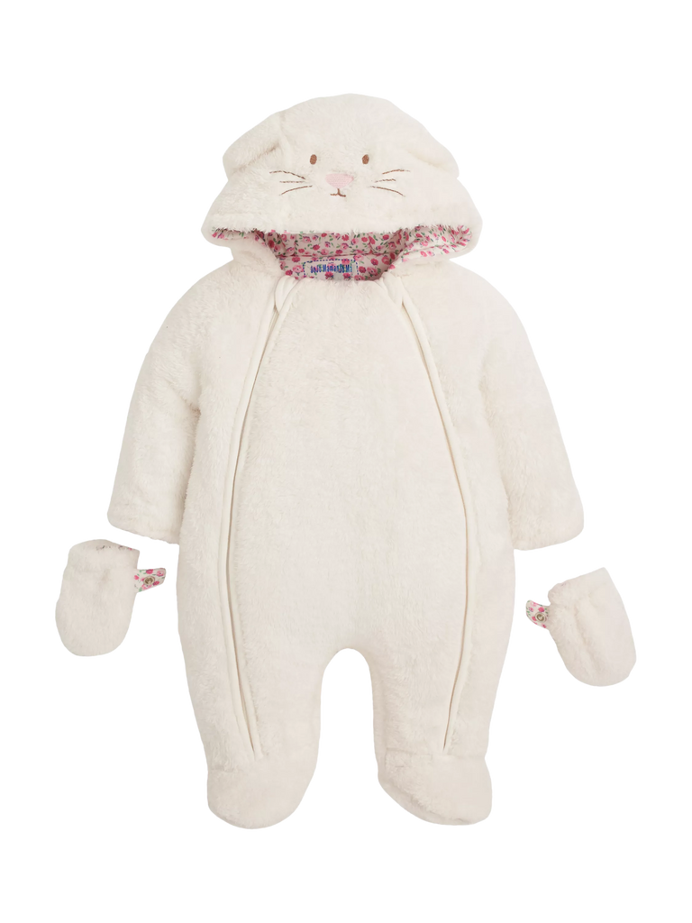 JoJo Maman Bébé Baby Cosy Bunny Pramsuit, Cream