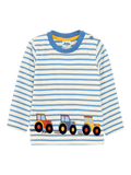 JoJo Maman Bébé Kids' Tractor Hem Cotton Top, Blue Denim