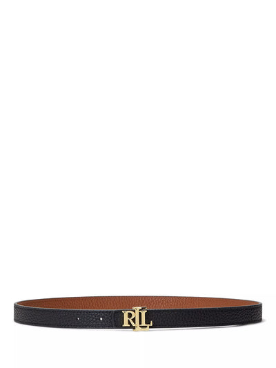 John Lewis Lauren Ralph Lauren Pebble Leather Reversible Skinny Belt, Black/Tan- Buy online at McGrocer