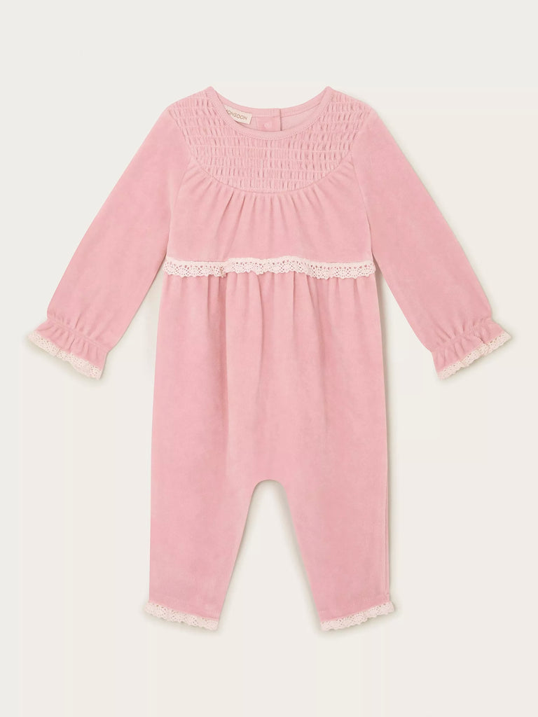 Monsoon Baby Cotton Blend Embroidered Onesie, Pink