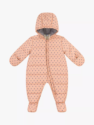 Petit Bateau Baby Schneeanzug mit Kapuze und Blumenmuster, Rosa/Mehrfarbig