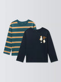 John Lewis Kids' Stripe/Graphic Long Sleeve Tops, Pack of 2, Multi