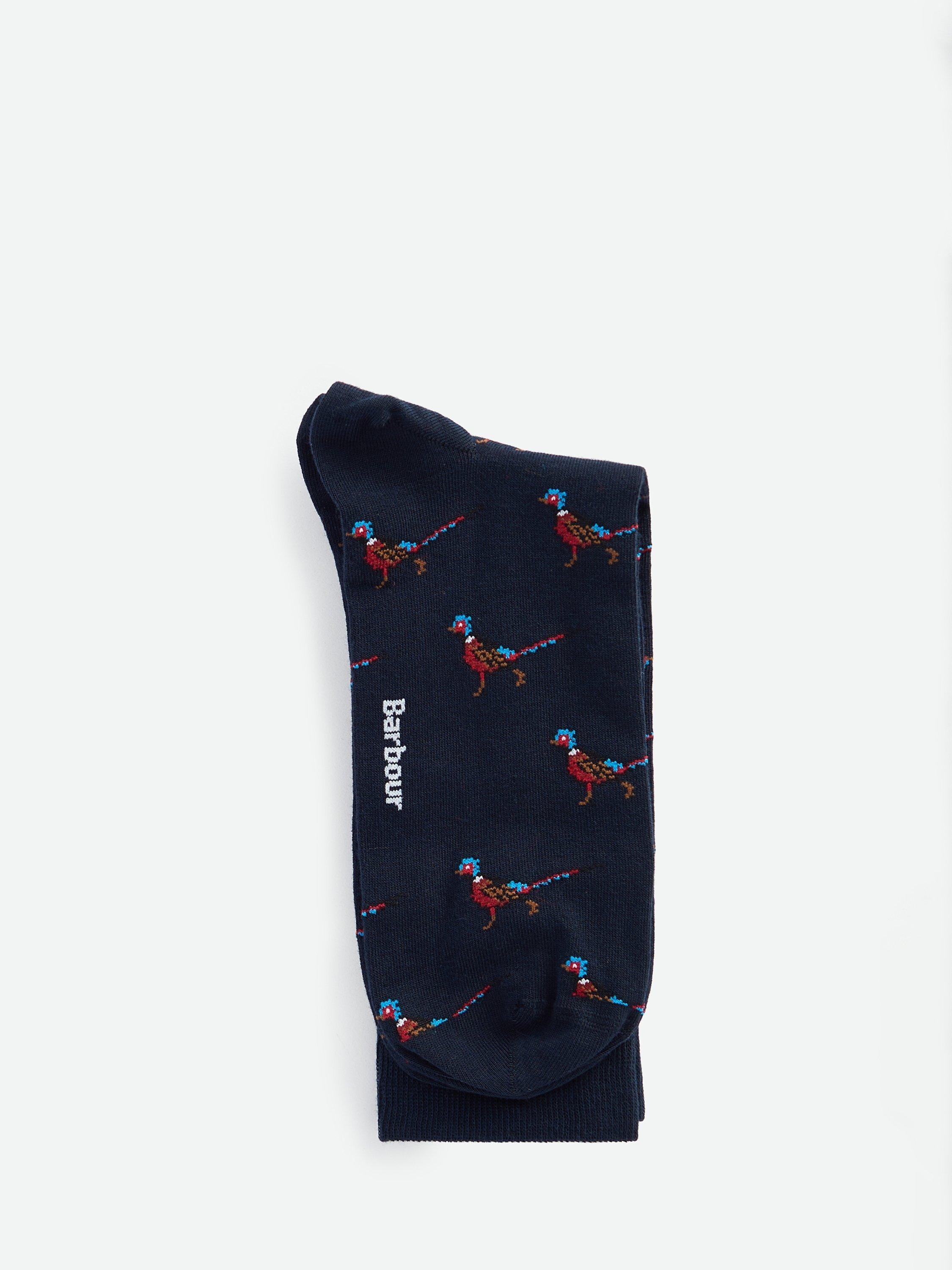 Barbour Mavin socks navy pheasant pattern - British product