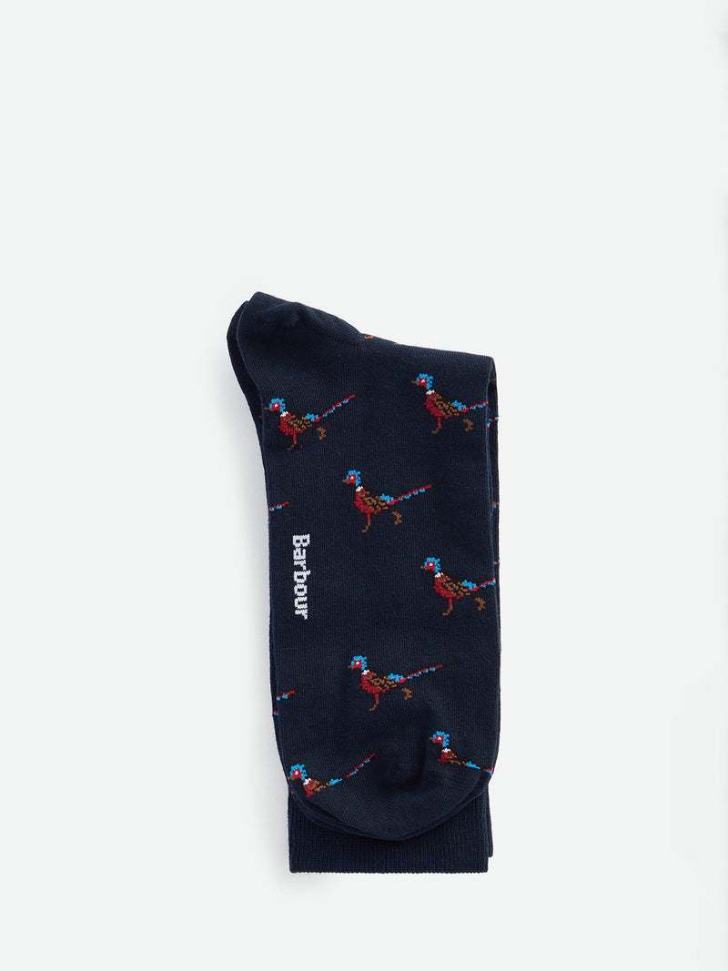Barbour Mavin socks navy pheasant pattern - British product