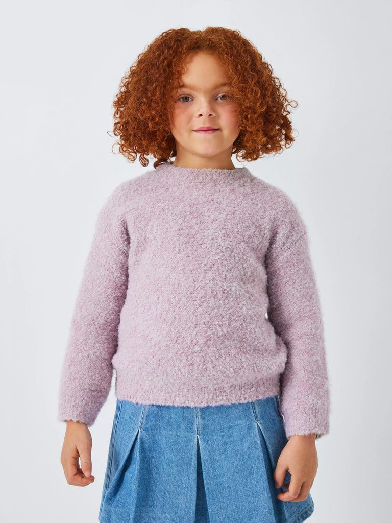 John Lewis Kids' Fuzzy Knit Wool Blend Jumper, Pink