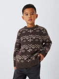 John Lewis Kids' Fair Isle Knit Jumper, Brown