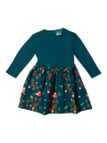 Little Green Radicals Baby Forest Long Sleeve Dress, Dark Green