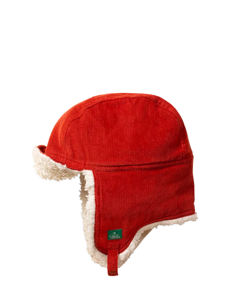 Little Green Radicals Kids' Organic Cotton Corduroy Sherpa Hat, Hazelnut