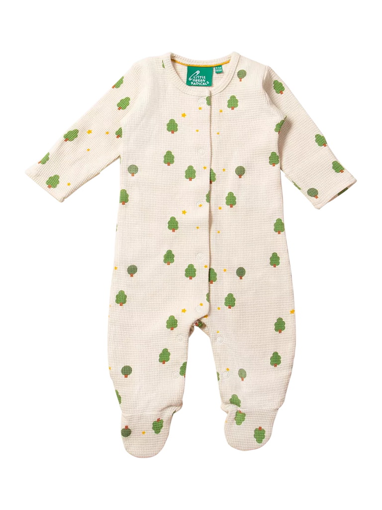 Little Green Radicals Baby Tree Waffle Babygrow, Cream