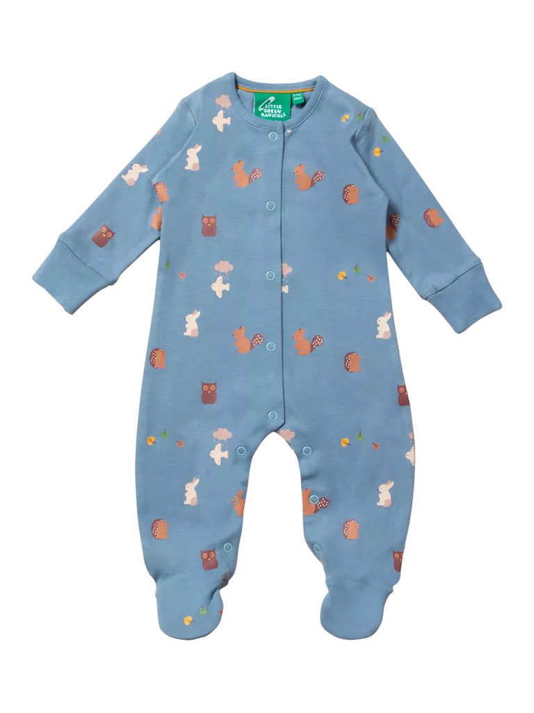 Little Green Radicals Baby Woodland Organic Cotton Sleepsuit, Woodland Folk