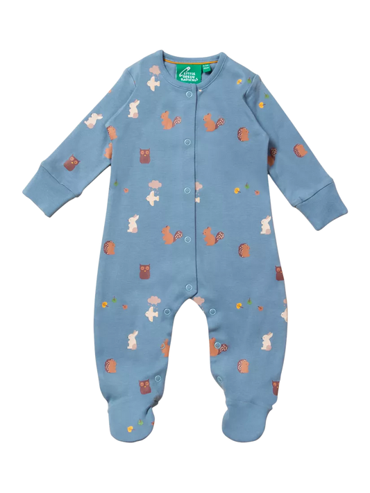 Little Green Radicals Baby Woodland Organic Cotton Sleepsuit, Woodland Folk