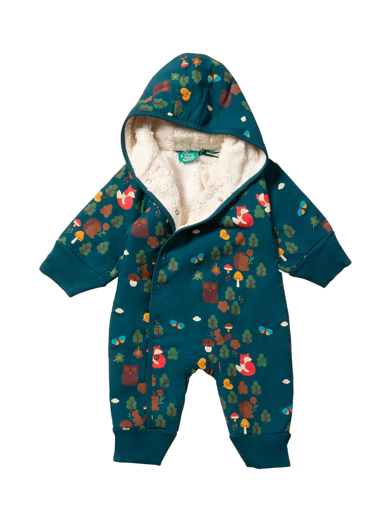 Little Green Radicals Baby Forest Snowsuit, Dark Green