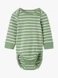 Polarn O. Pyret Baby Organic Cotton Stripe Bodysuit, Green