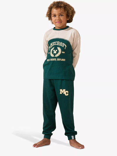 Angel & Rocket Kids' Minecraft Varsity Pyjamas, Grønn/Multi