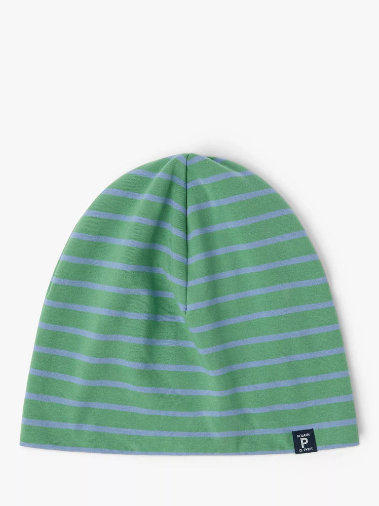 Polarn O. Pyret Kids' Organic Cotton Stripe Beanie Hat, Green