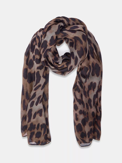 John Lewis Mint Velvet Leopard Print Scarf, Brown/Multi- Buy online at McGrocer