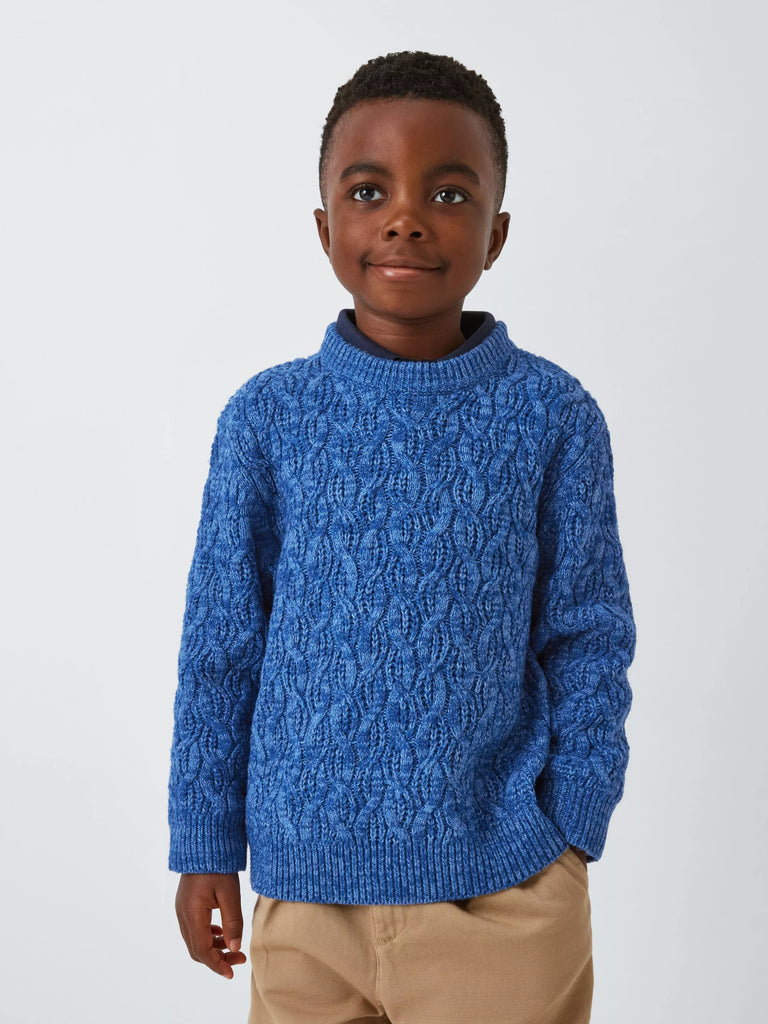 John Lewis Kids' Cable Knit Jumper, Blue