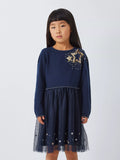 John Lewis Kids' Star Sequin Knitted Dress, Navy