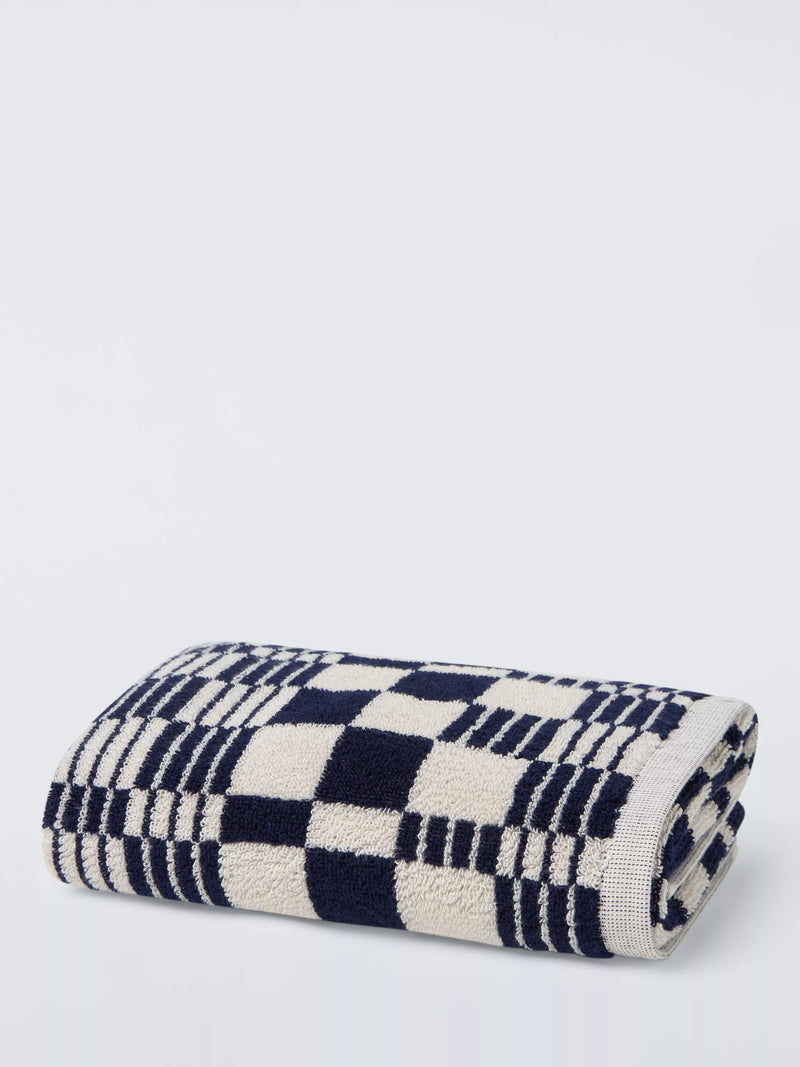 John Lewis check pattern bath towel 600gsm, imported from the UK