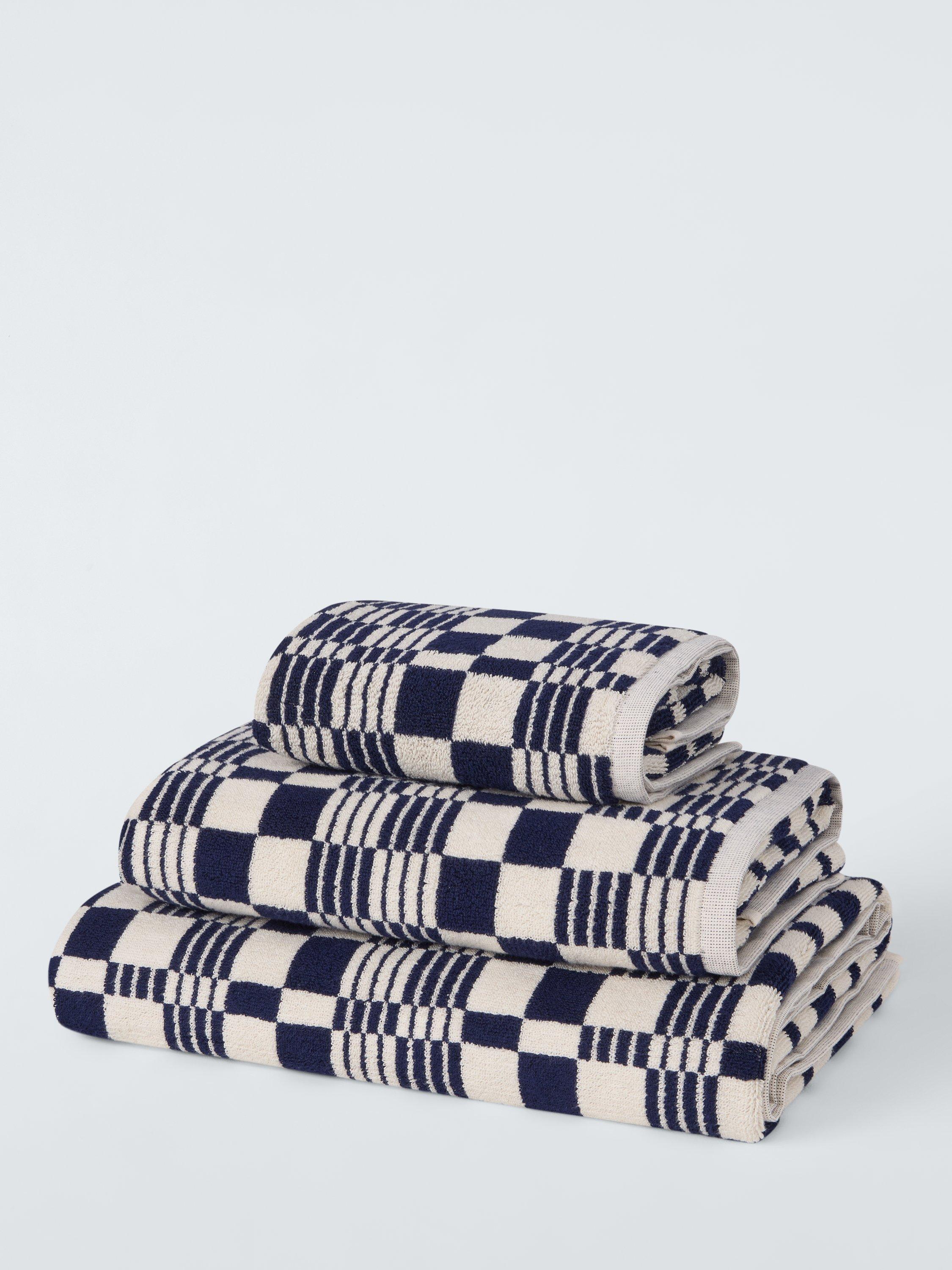 John Lewis check pattern bath towel 600gsm, imported from the UK