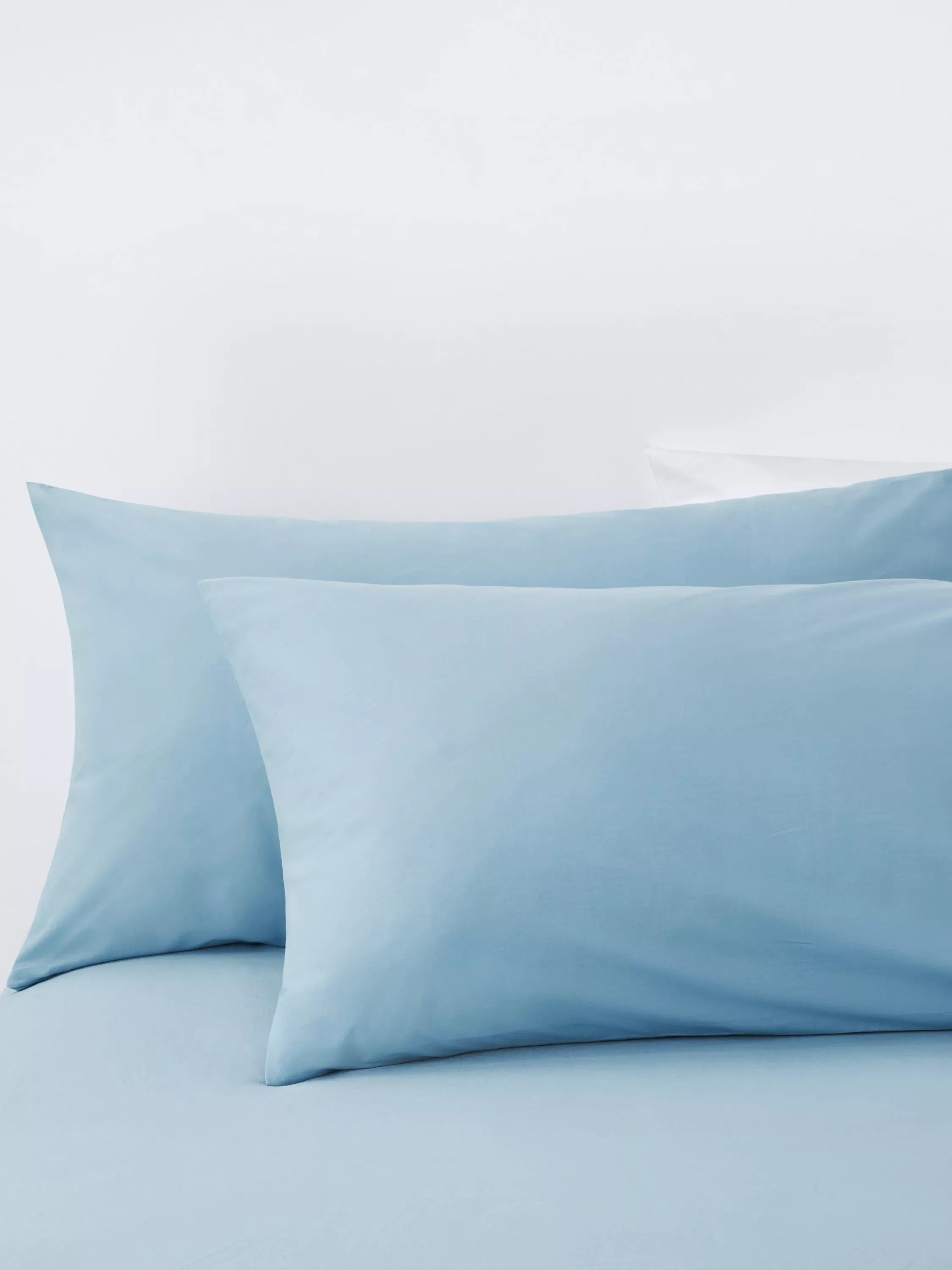 John Lewis Pure Cotton Percale Pair Standard Pillowcase, Celeste
