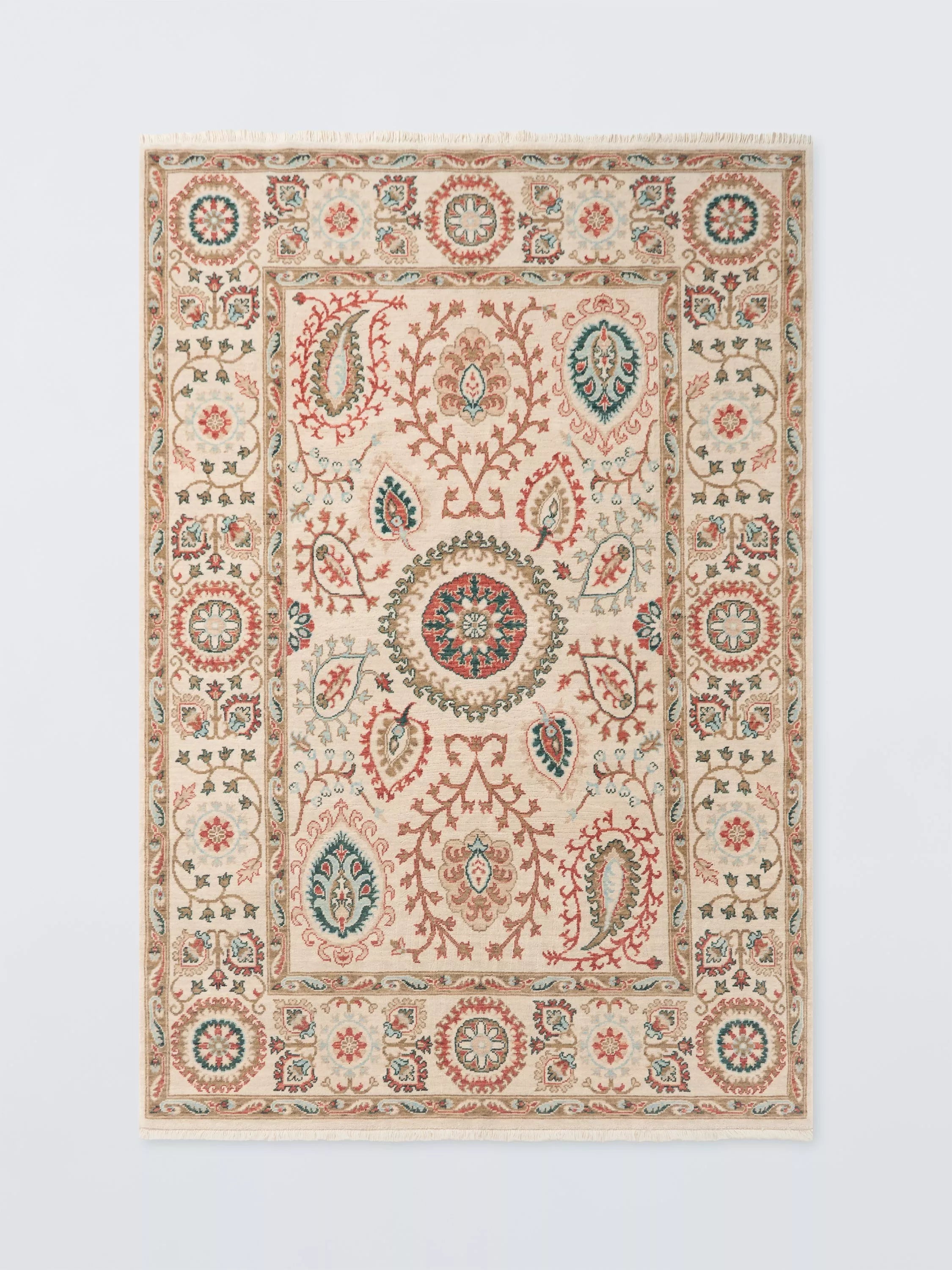 Gooch Luxury Suzani Floral Wool Rich Rug, Ivory/Multi, L230 x W160cm