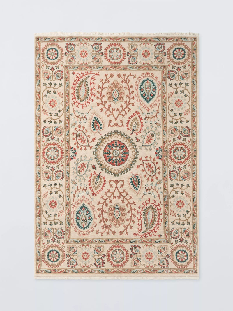 Gooch Luxury Suzani Floral Wool Rich Rug, Ivory/Multi, L230 x W160cm