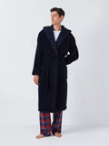 John Lewis Cosy Fleece Hooded Robe, Blue Navy