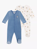 Petit Bateau Baby Cosy Velour Sleepsuits, Pack of 2, Multi