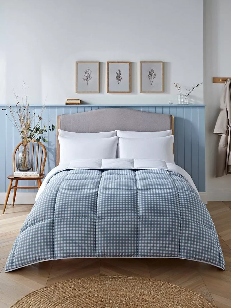 Night Lark Gingham Coverless Duvet, 4.5 Tog, Dusk Blue