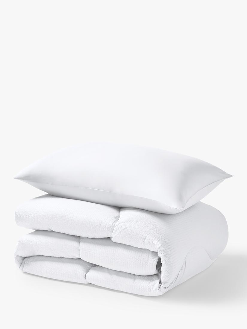 Night Lark seersucker coverless duvet and pillowcase set in polar white, imported from the UK