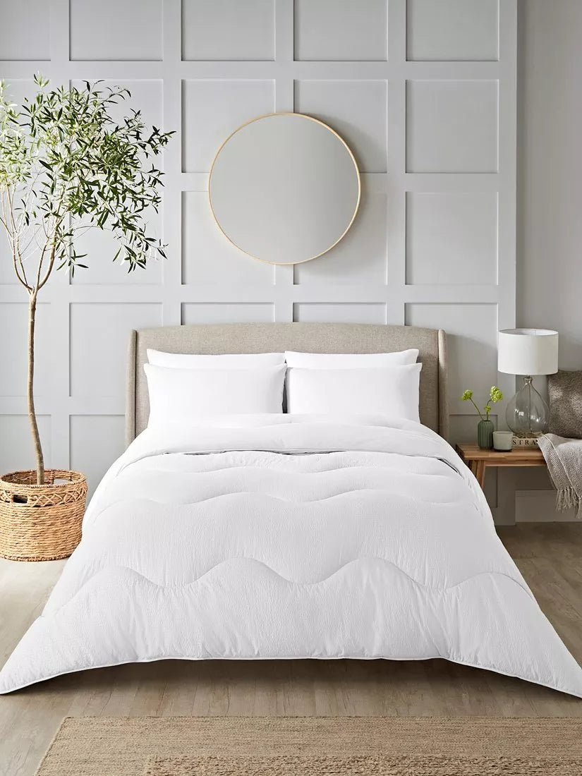 Couette Night Lark Seersucker Polar White Double, importée du Royaume-Uni