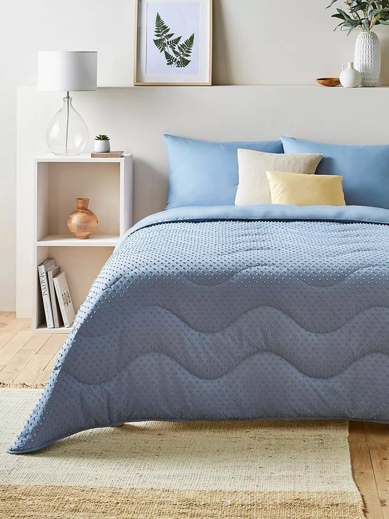 Night Lark Tufted Dots Coverless Duvet & Pillowcase Set, 10.5 Tog, Dusk Blue