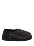 totes Men's Quilted Full Back Slippers, Black/Grey