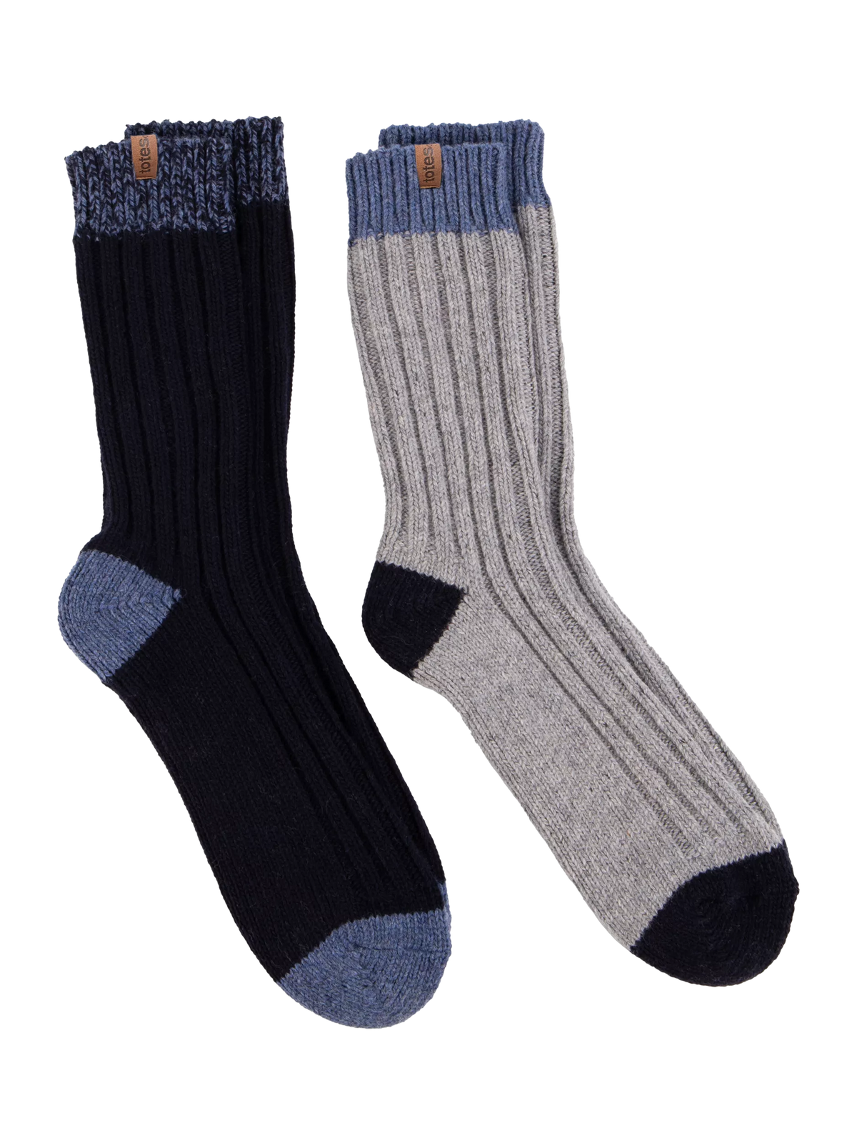 totes wool blend thermal socks navy grey pack of 2 (British brand)