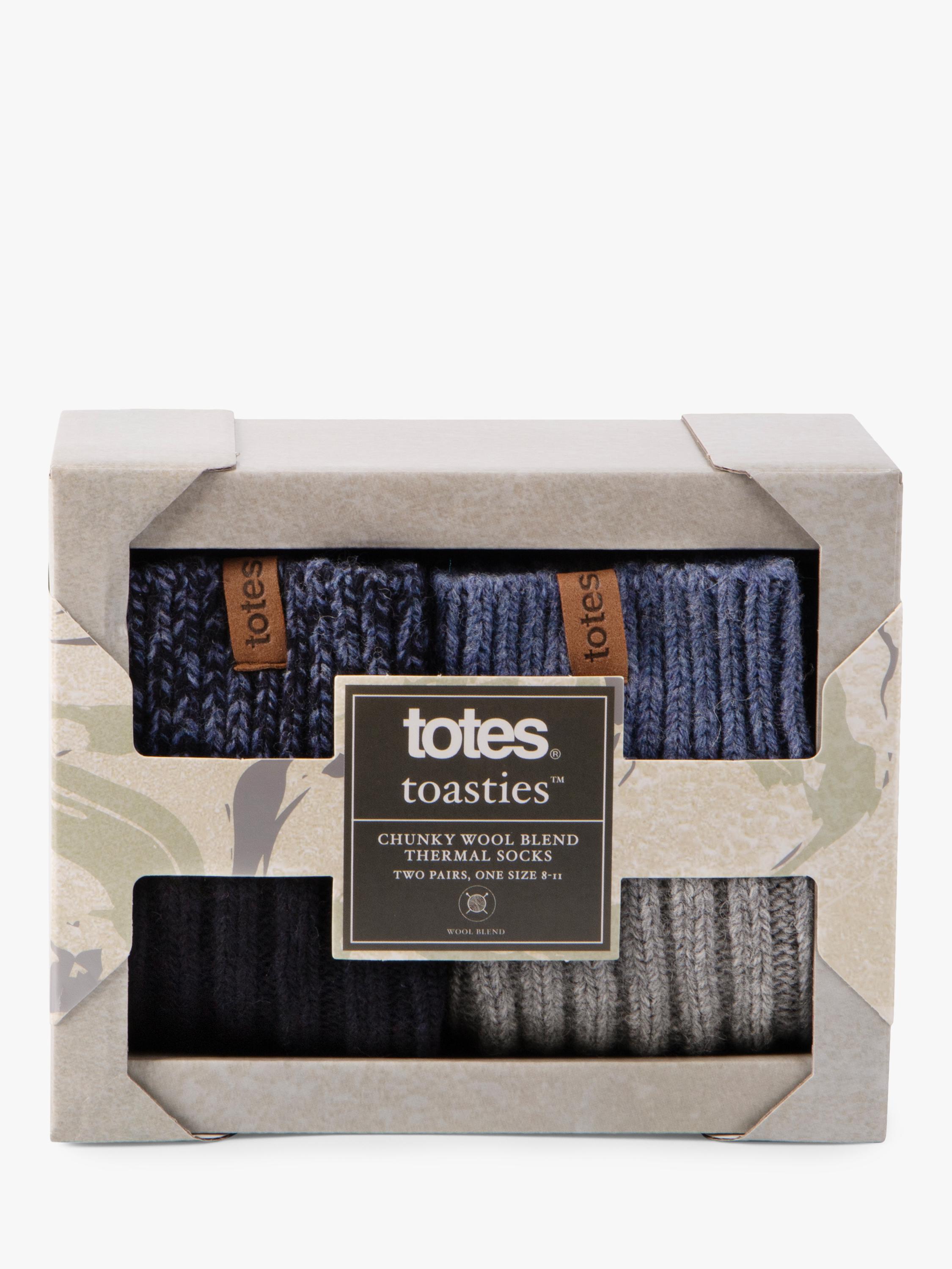 totes wool blend thermal socks navy grey pack of 2 (British brand)