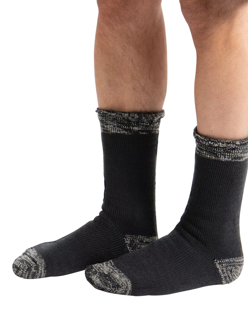 totes men's thermal socks pack of 2 black grey (British brand)