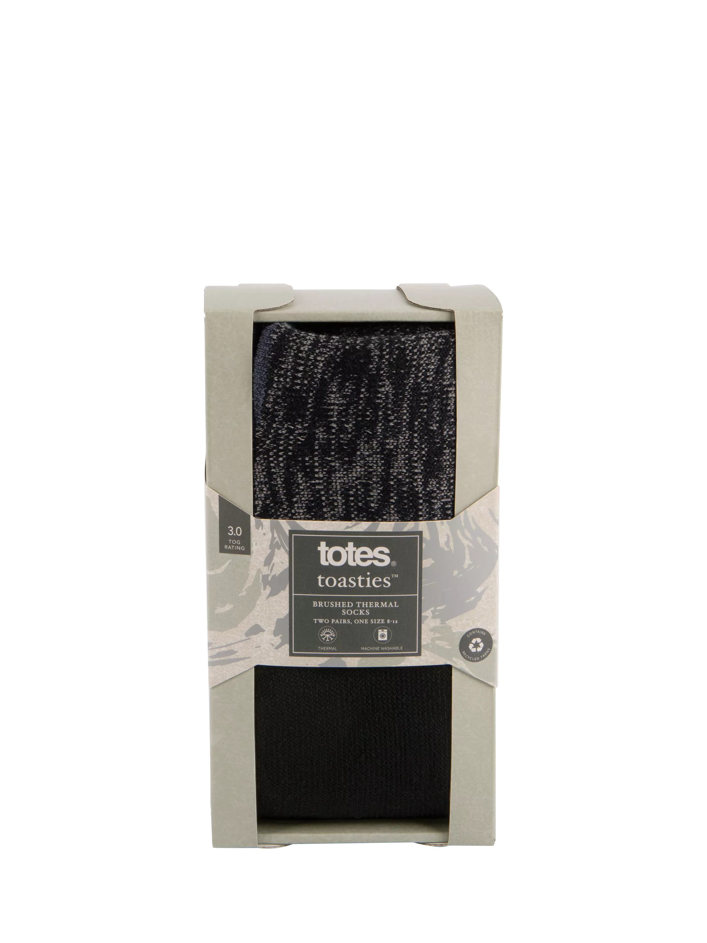 totes men's thermal socks pack of 2 black grey (British brand)