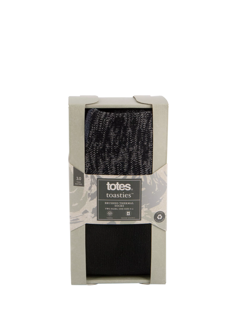 totes men's thermal socks pack of 2 black grey (British brand)