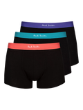 Paul Smith Colour Waistband Organic Cotton Blend Trunks, Pack of 3, Black