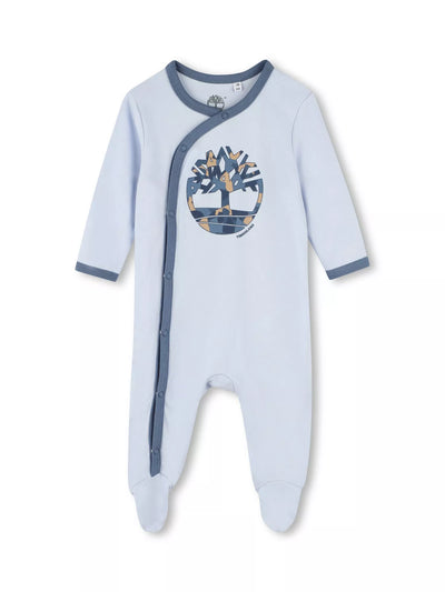 Timberland Baby-Strampler mit Logo, Hellblau