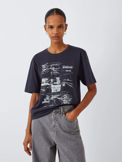 John Lewis Made by Care Trees Unisex Baumwoll-T-Shirt, Bariton Blau