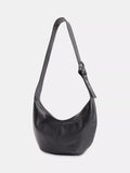 Whistles Sia curved crossbody bag in black leather (British brand)