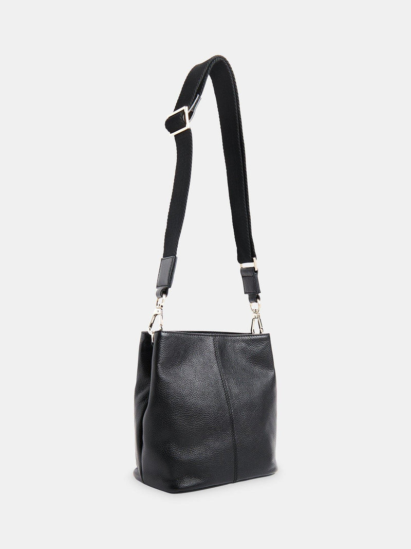 Whistles bucket bag black leather, imported from the UK