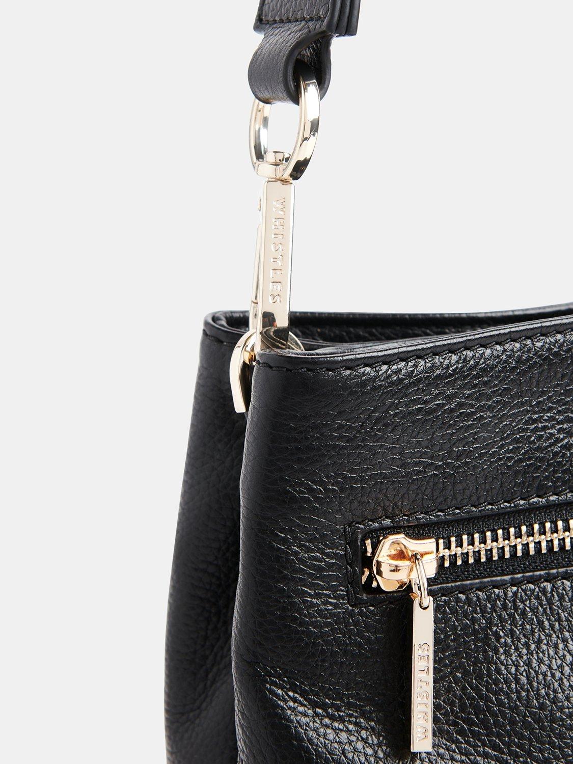 Whistles bucket bag black leather, imported from the UK