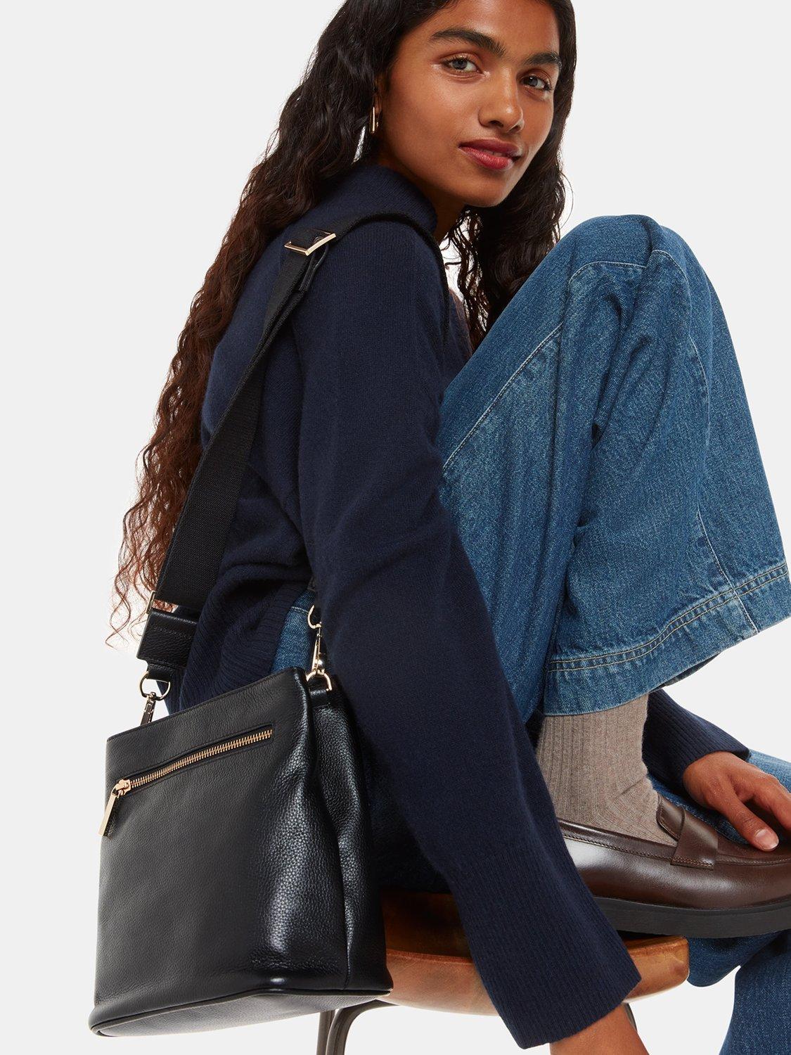 Whistles bucket bag black leather, imported from the UK