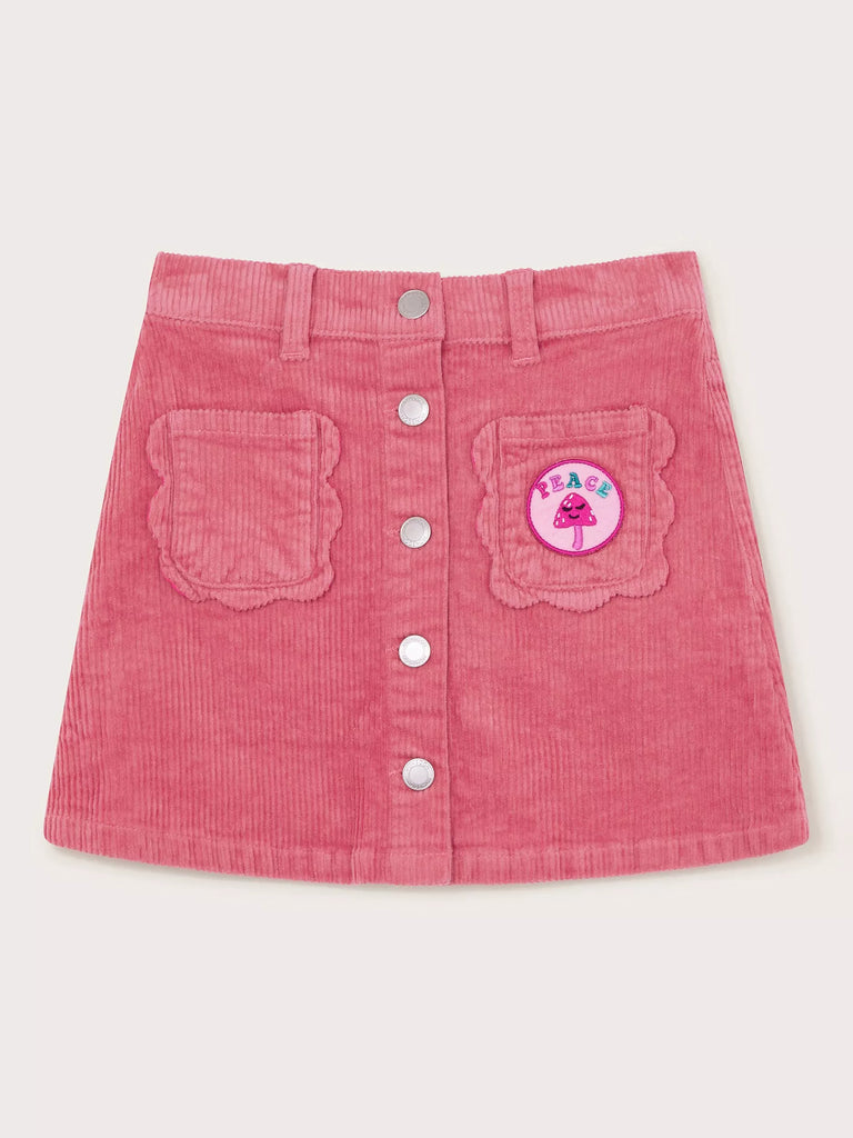 Monsoon Kids' Peace Cotton Corduroy Skirt, Pink