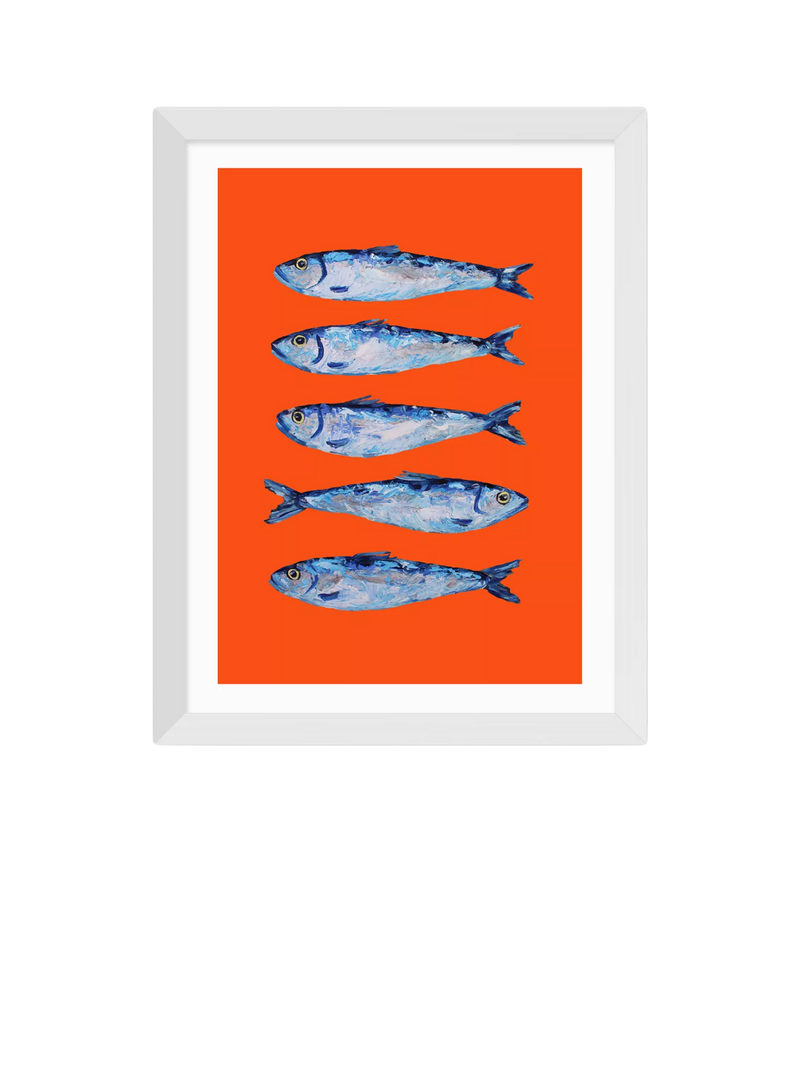 East End Prints Alice Straker sardines orange print small, imported from the UK