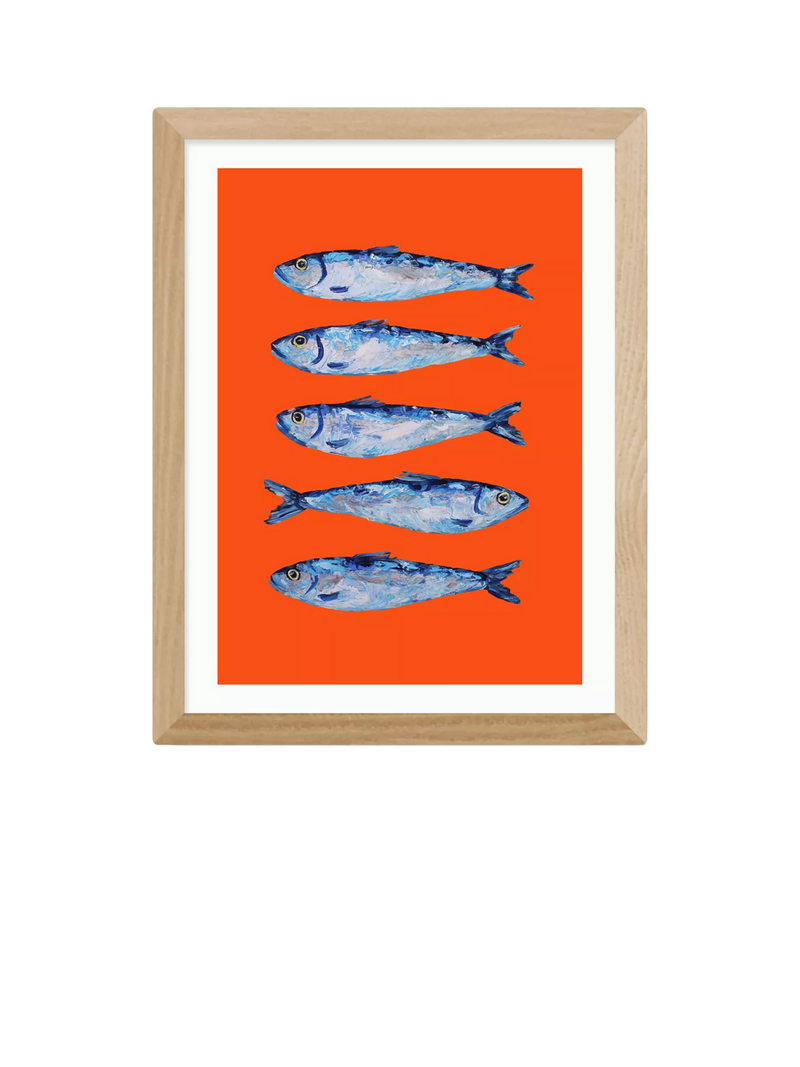 EAST END PRINTS Alice Straker 'Sardines Orange' Framed Print