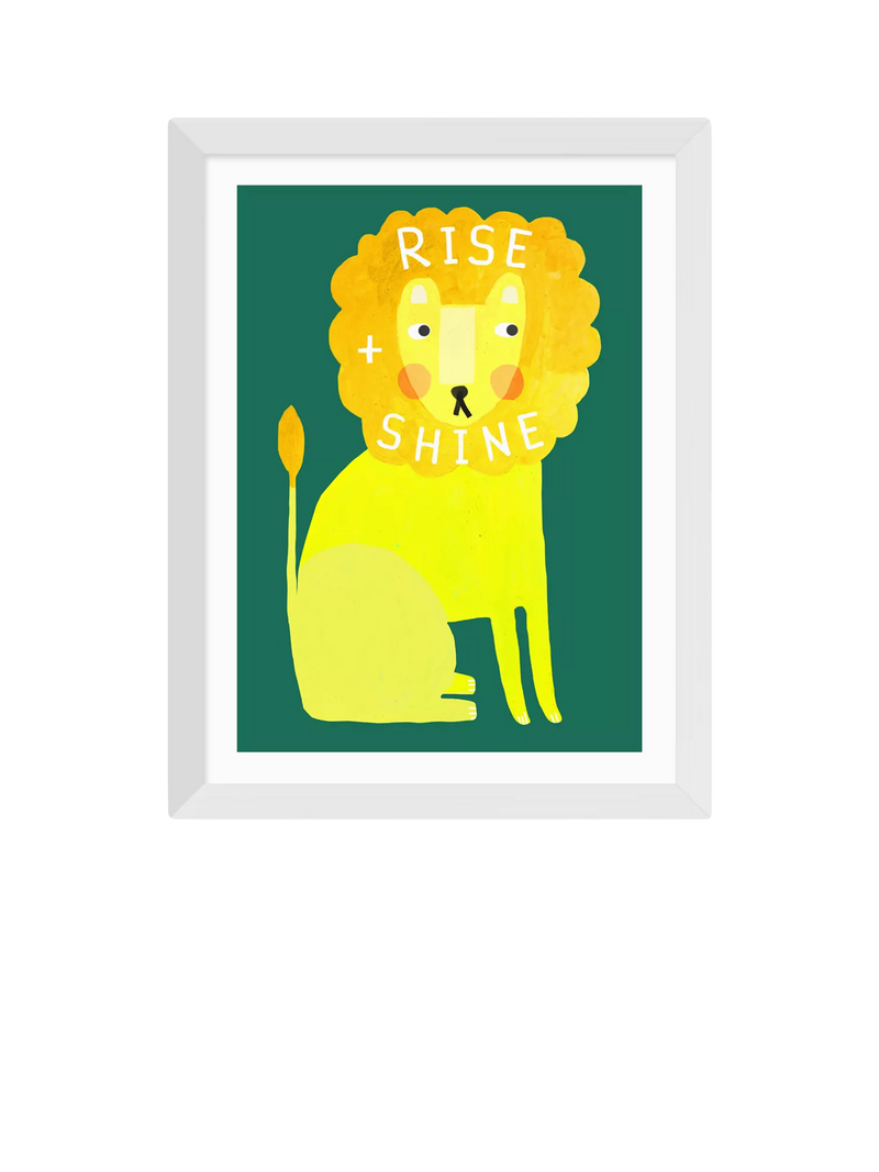 EAST END PRINTS Darcie Olley Rise and Shine Lion Framed Print, 33.4x28.4cm